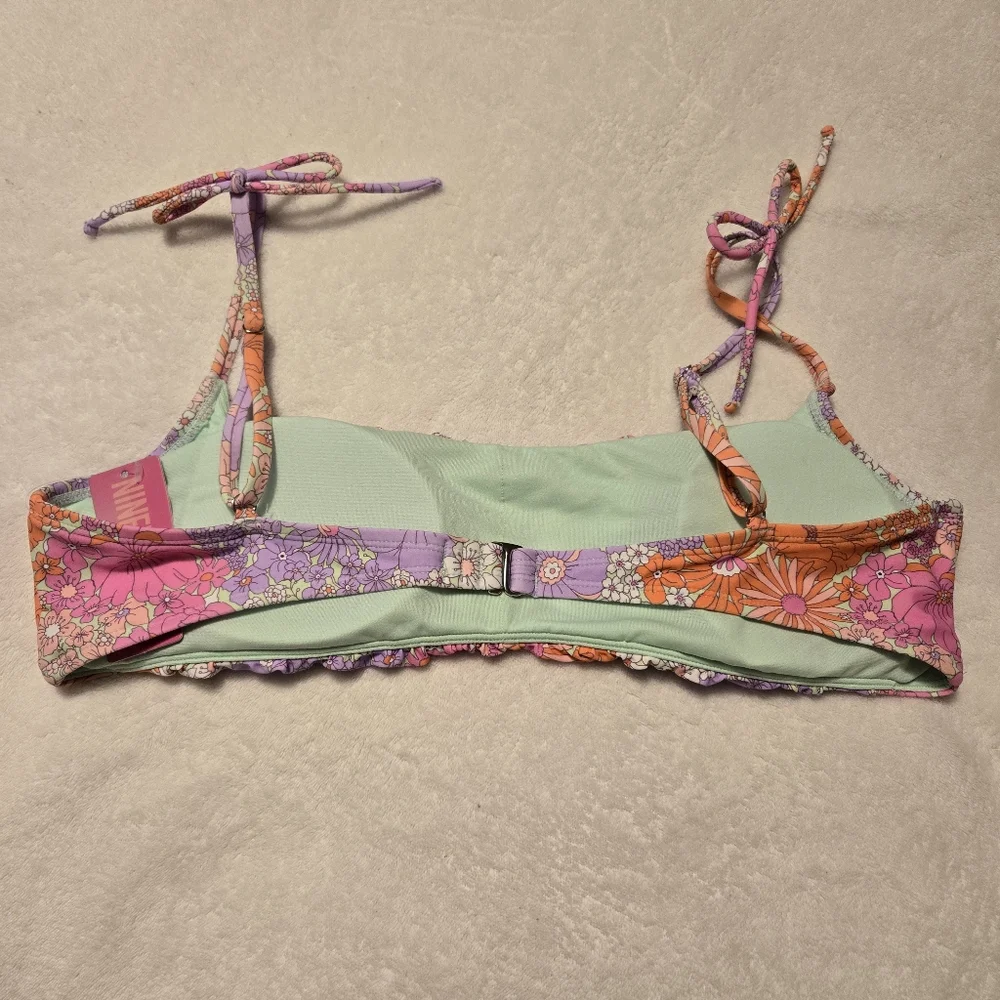Ninety-Nine Juniors New Magical Bloom Multicolored Shirred Bralette Swim Top XL